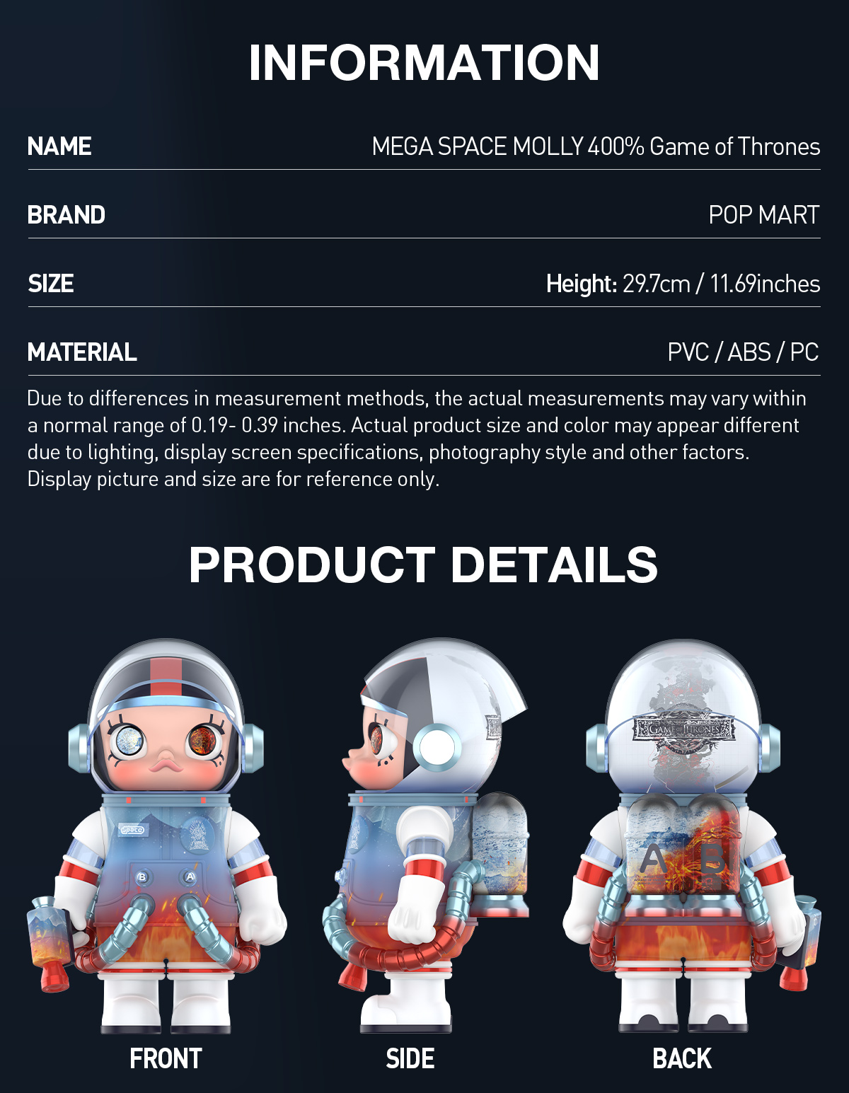 MEGA SPACE MOLLY 400% Game of Thrones - POP MART (United States)