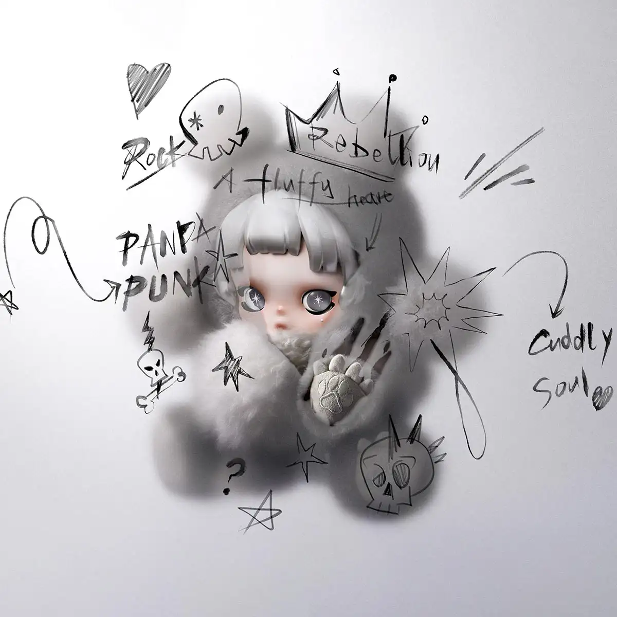 θ SKULLPANDA Punk Panda Plush Doll