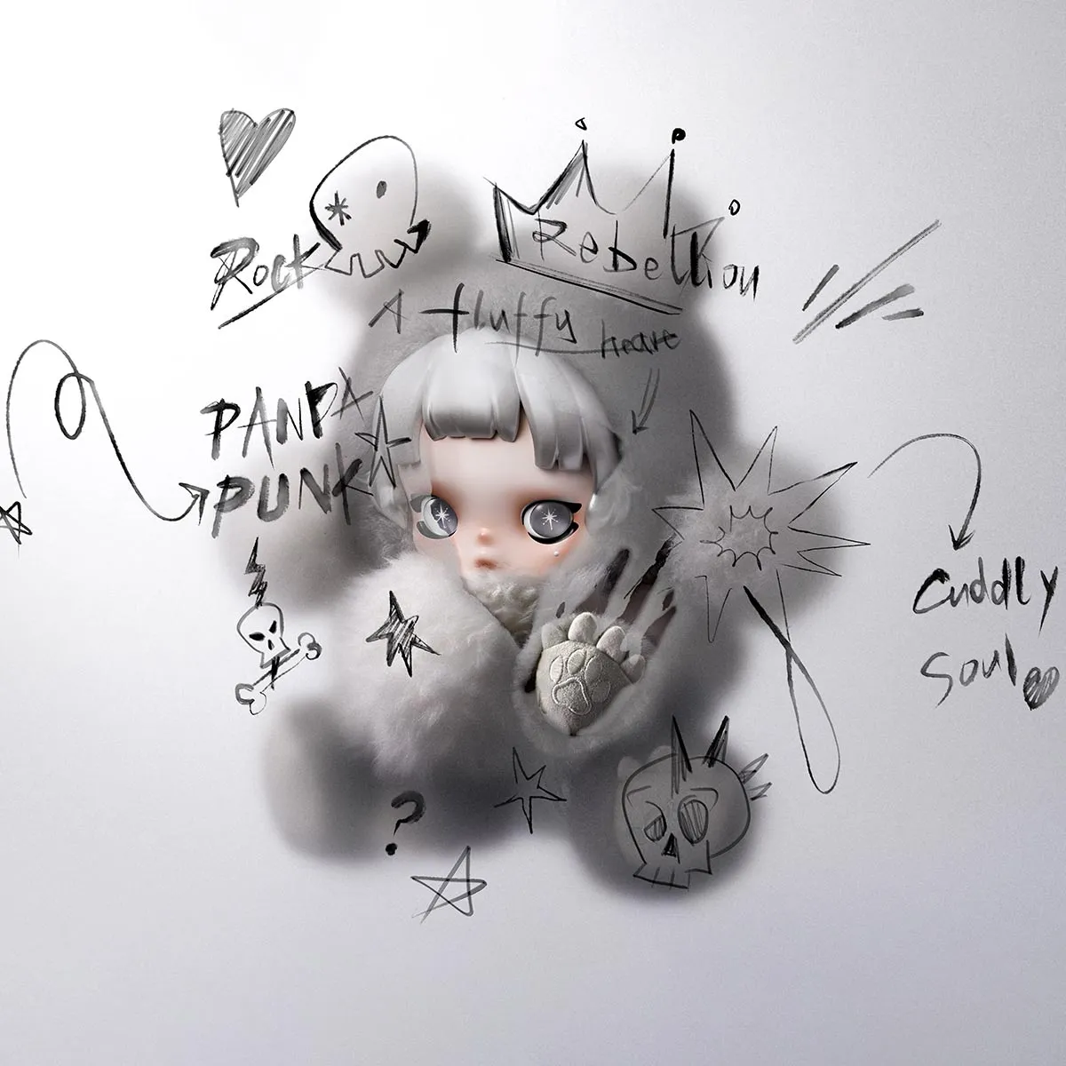 θ SKULLPANDA Punk Panda Plush Doll