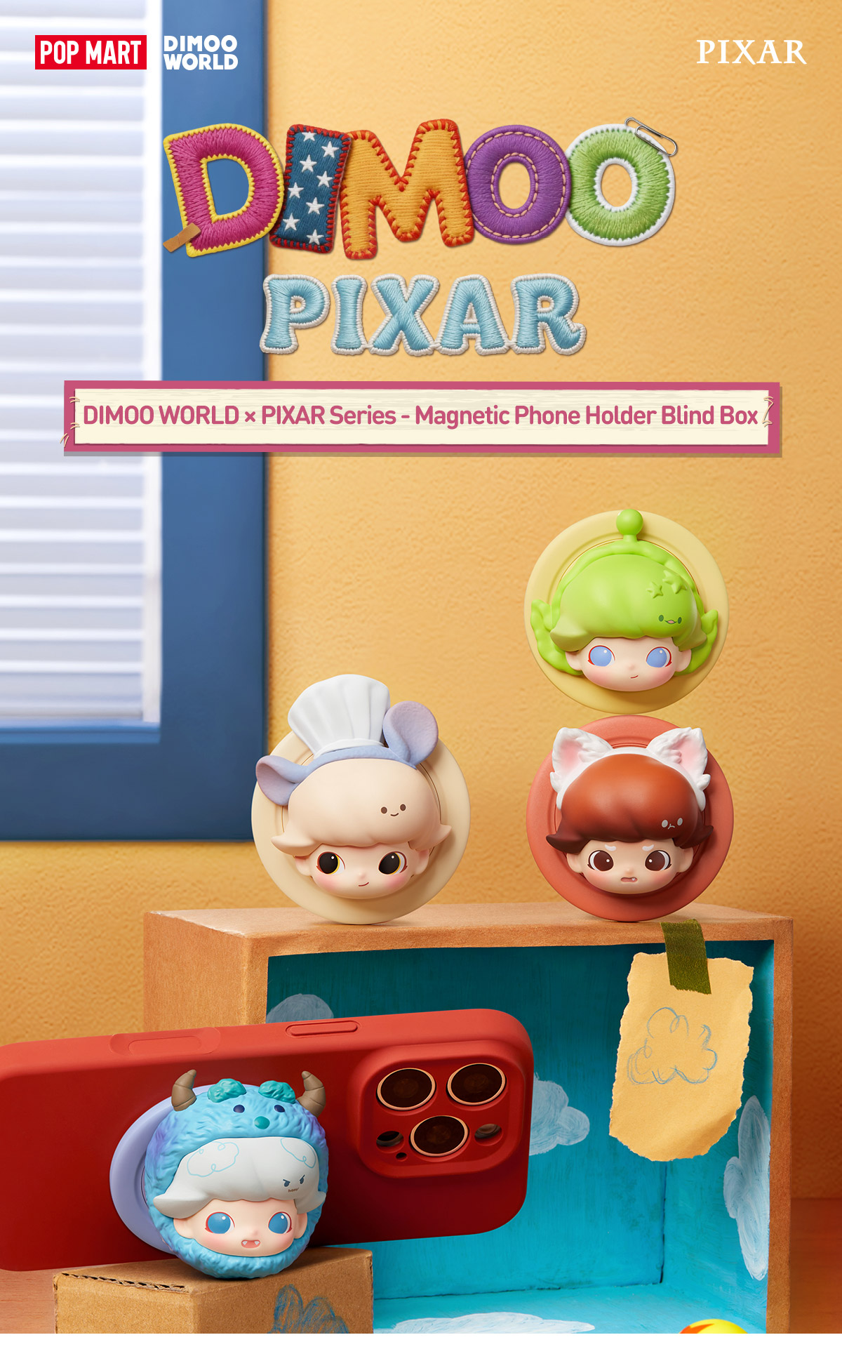 DIMOO WORLD × PIXAR Series - Magnetic Phone Holder Blind Box|POP