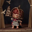 POP MART-Hirono Tamed Wildgrass Series Figures - Caged Bird