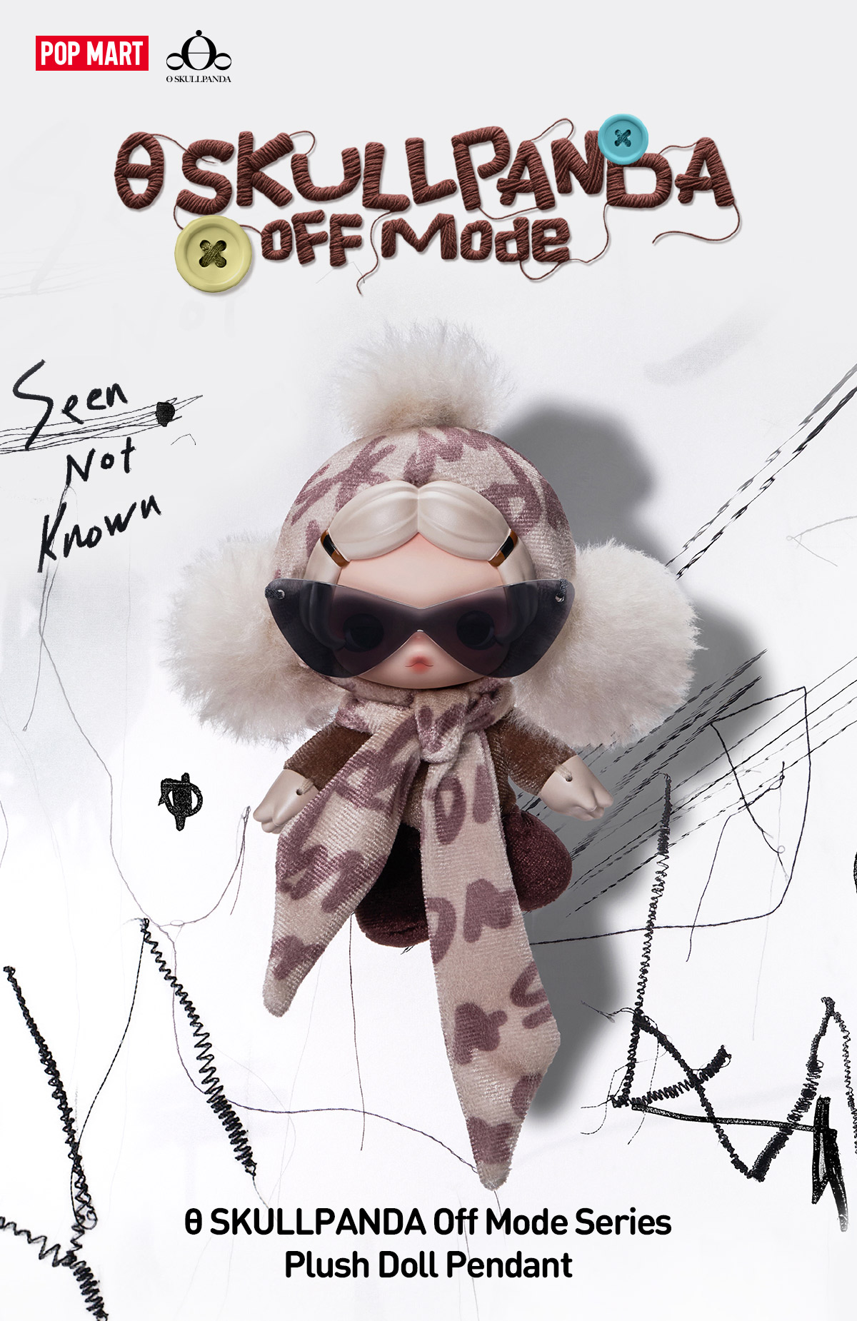 ぬいぐるみ・マスコット POP MART SKULLPANDA Plush Doll Pendant θ SKULLPANDA Off Mode Series Plush Doll Pendant|POP MART US Official