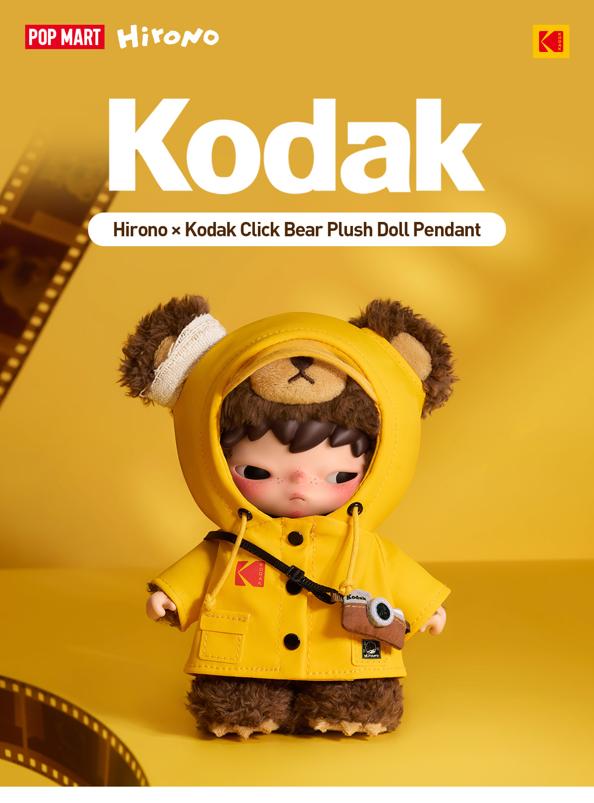 POPMART HIRONO x KODAK ぬいぐるみペンダント Hirono × Kodak Click Bear Plush Doll Pendant|POP MART Canada Official