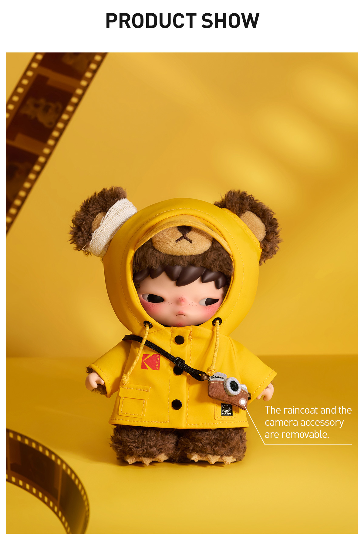 Hirono × Kodak Click Bear Plush Doll Pendant|POP MART Canada Official