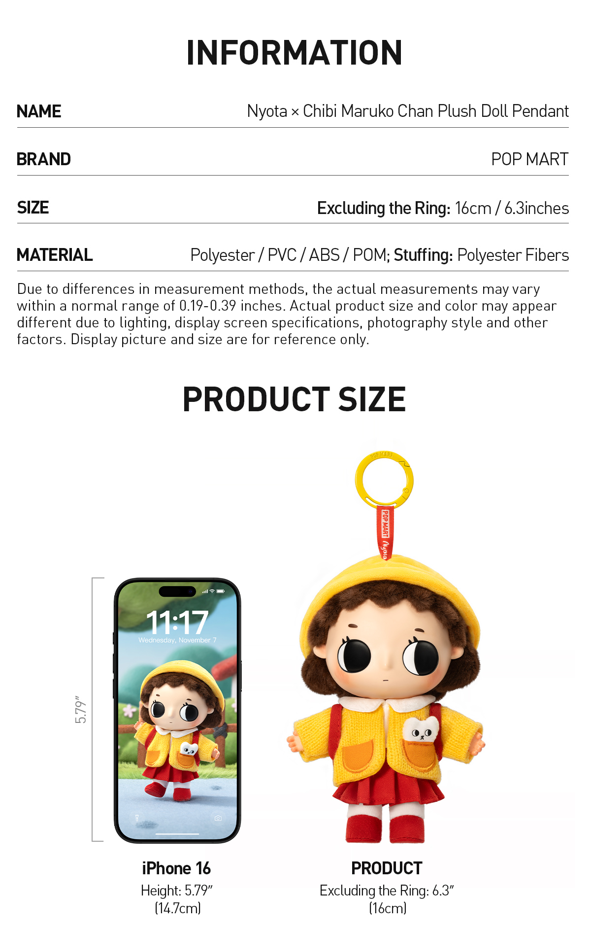 POPMART Nyota X まる子ちゃんぬいぐるみペンダント Nyota × Chibi Maruko Chan Plush Doll Pendant|POP MART US Official