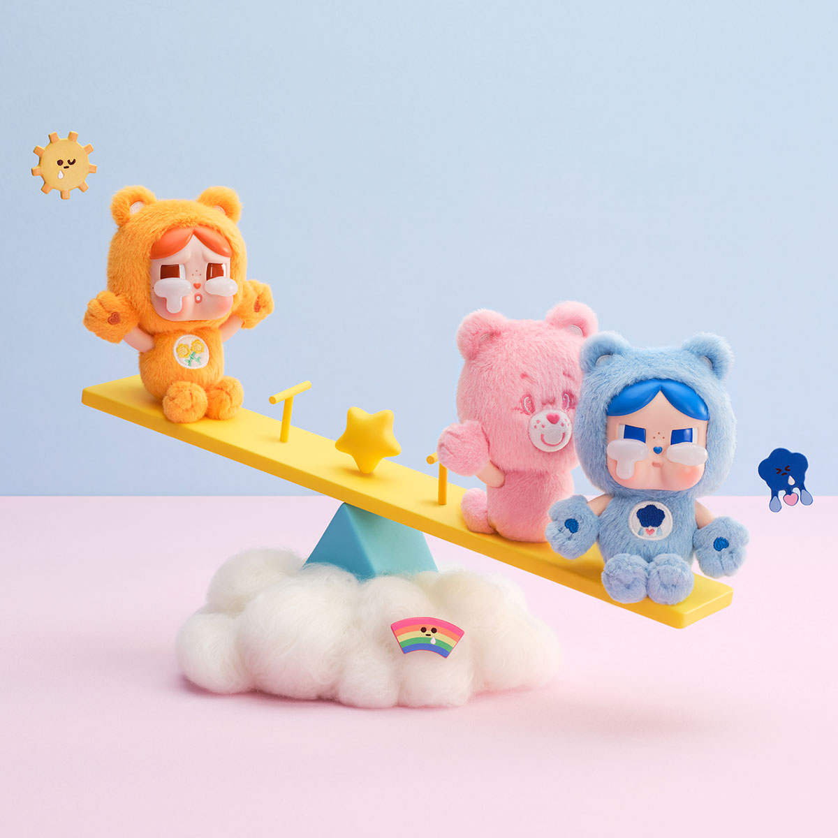 POPMART CRYBABY×Care Bears ぬいぐるみペンダントセット CRYBABY × Care Bears Series - Vinyl Plush Pendant Blind Box|POP