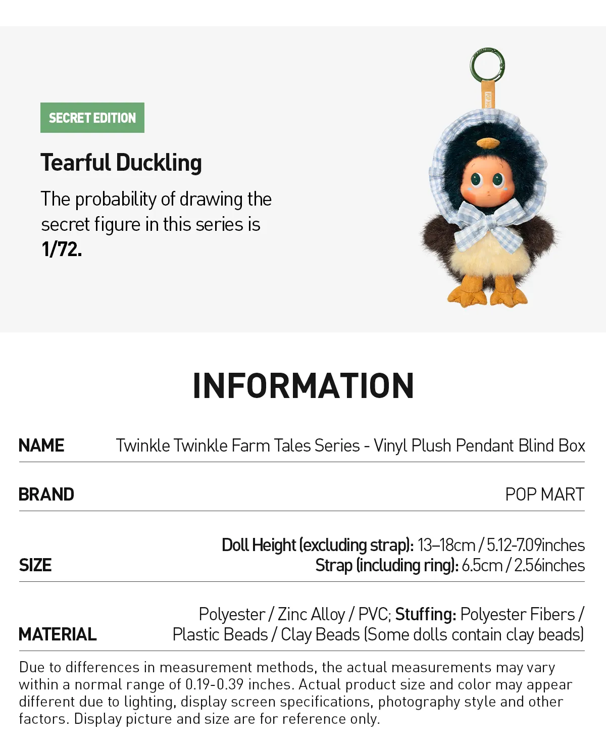 Twinkle Twinkle Farm Tales Series - Vinyl Plush Pendant Blind Box