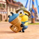 POP MART-Minions - Colección"Bello World"Figuras en Cajas Misteriosas - Oktoberfest Stuart