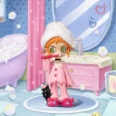 POP MART-Lil Peach Riot – Serie “Pijamada Rebelde” Figuras Coleccionables - Gigi Cepillarse los dientes