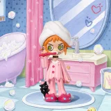 POP MART-Lil Peach Riot – Serie “Pijamada Rebelde” Figuras Coleccionables - Gigi Cepillarse los dientes