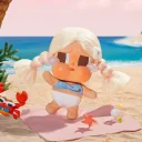 POP MART-CRYBABY Vacation Mode On Series-Vinyl Plush Pendant Blind Box - Chilling on the Beach