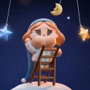 POP MART-CRYBABY CRYING TO THE MOON SERIES FIGURES - THE MOON CATCHER