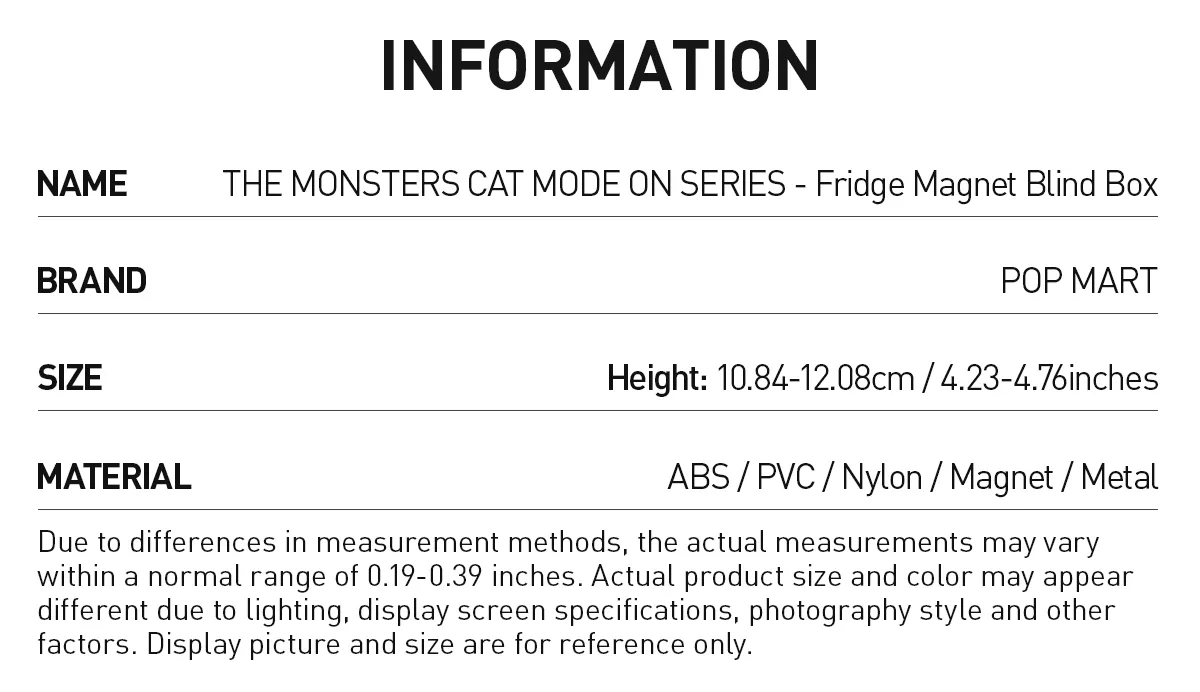 THE MONSTERS CAT MODE ON SERIES - Fridge Magnet Blind Box